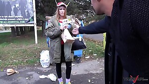 Garbage woman turn to super hot crazy mind blonde hungry for cock